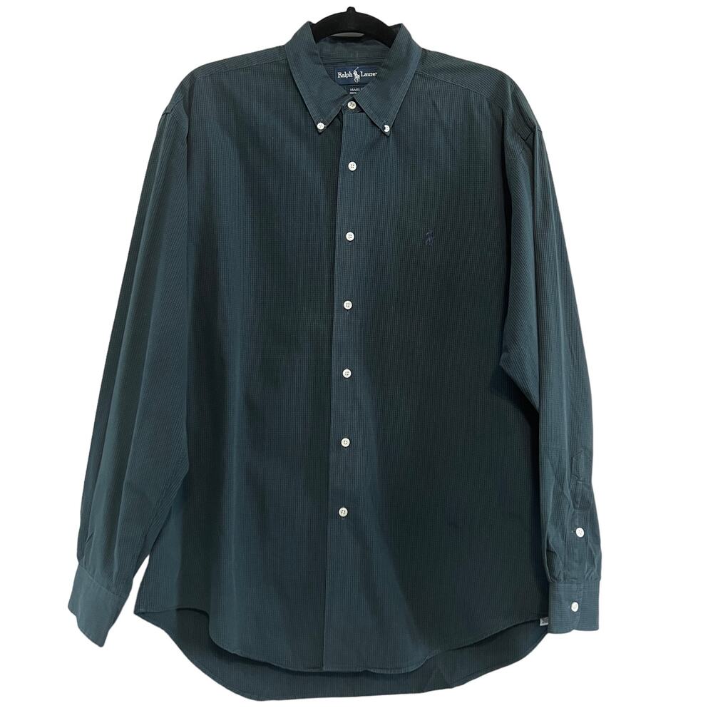 Ralph Lauren Tattersall Plaid Blue Purle Greggor Button Down Shirt L